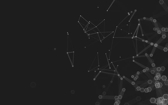 Abstract polygonal space low poly dark background with connecting dots and lines. Connection structure. 3d rendering