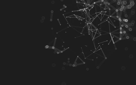 Abstract polygonal space low poly dark background with connecting dots and lines. Connection structure. 3d rendering