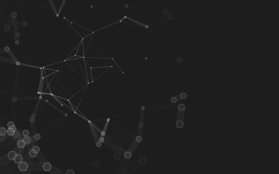 Abstract polygonal space low poly dark background with connecting dots and lines. Connection structure. 3d rendering