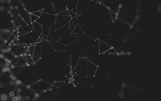 Abstract polygonal space low poly dark background with connecting dots and lines. Connection structure. 3d rendering