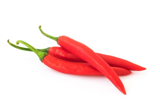 Red hot chilli pepper on white background, raw material for make cooking