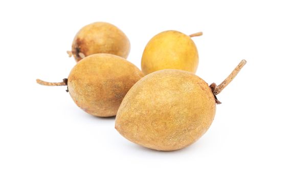 Fresh sweet Sapodilla fruit on white background