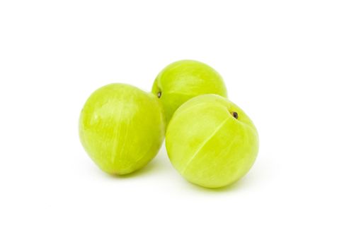 Fresh Indian gooseberry fruit on white background, fruit for healthy care with benefits from high vitamin C