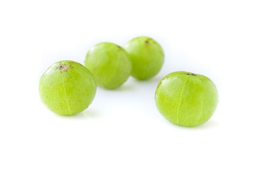 Fresh Indian gooseberry fruit on white background, fruit for healthy care with benefits from high vitamin C