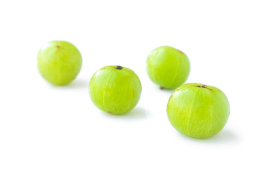Fresh Indian gooseberry fruit on white background, fruit for healthy care with benefits from high vitamin C
