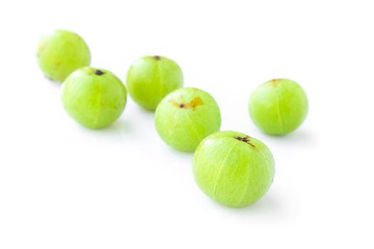 Fresh Indian gooseberry fruit on white background, fruit for healthy care with benefits from high vitamin C