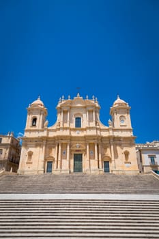The most important baroque cathedral of Sicily, San Nicolò, Unesco Heritage site, sunny day