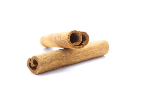 Cinnamon isolated on a white background from closeup.