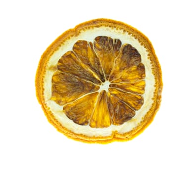 Dried lemons on a white background.