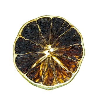 Dried lemons on a white background.