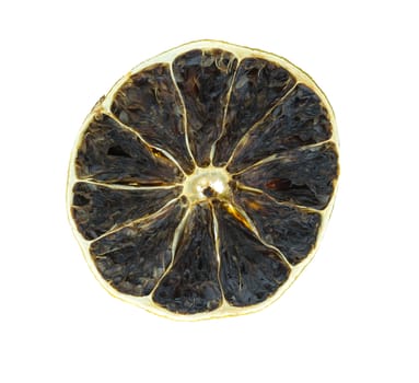 Dried lemons on a white background.