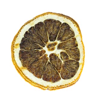 Dried lemons on a white background.