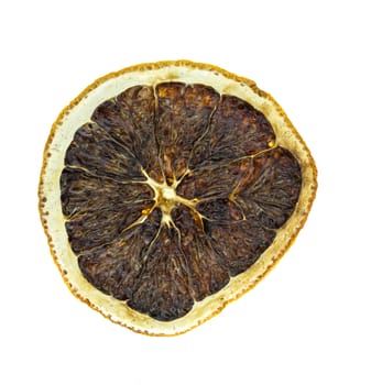 Dried lemons on a white background.