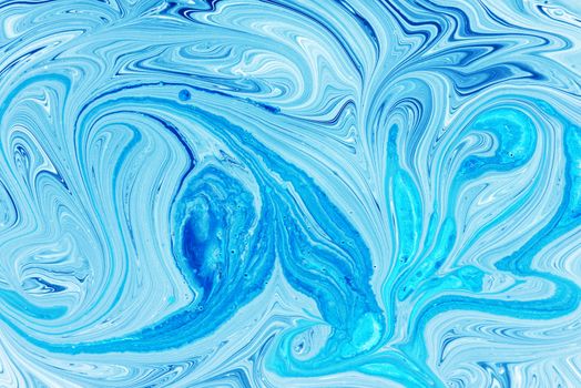 Abstract motion dynamic background. Blue and white color artistic pattern of paints. Swell artwork for creative graphic design.