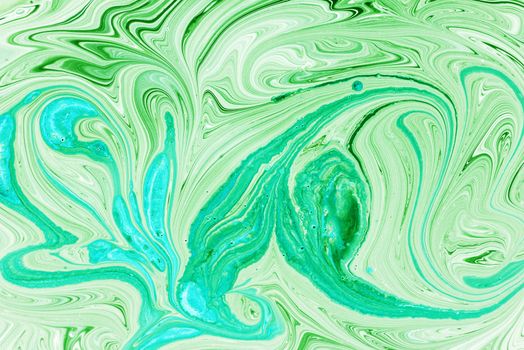 Abstract motion dynamic background. Green and white color artistic pattern of paints. Swell artwork for creative graphic design.