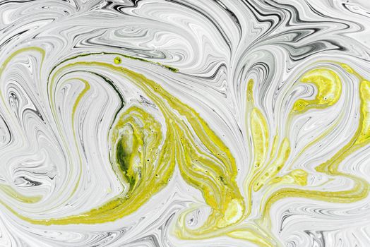 Abstract motion dynamic background. Yellow and white color artistic pattern of paints. Swell artwork for creative graphic design.