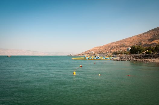 Beach in the city of Tiberias , North of Israel .