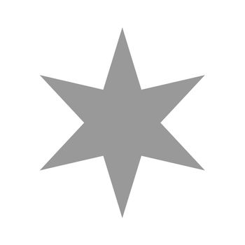Isolated gray and black star icon, ranking mark with six rays. Modern simple favorite sign, decoration symbol for website design, web button, mobile app.