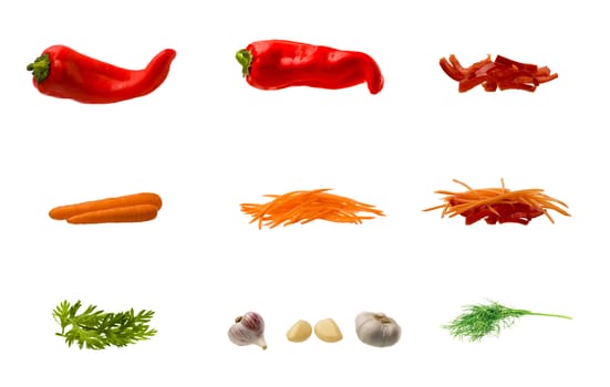 Set of Vegetables on white Background