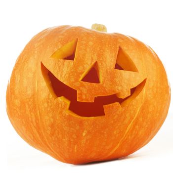 Funny Jack O Lantern halloween pumpkin isolated on white background