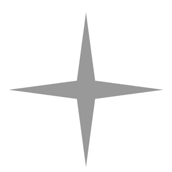 Isolated gray and black star icon, ranking mark with four rays. Modern simple favorite sign, decoration symbol for website design, web button, mobile app.