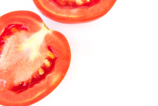 Closeup fresh red tomatoes on white background, food and vegetable concept