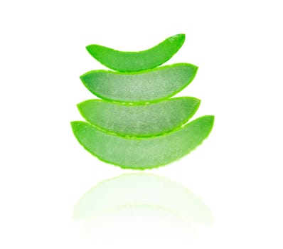 Closeup fresh aloe vera  on white background, beauty and healthy care concept