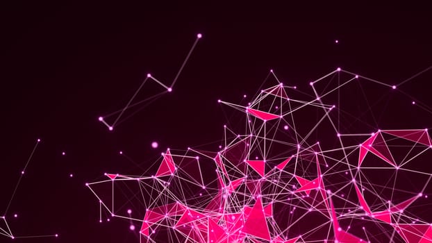 Abstract Polygonal Space Background with Connecting Dots and Lines. 3d rendering