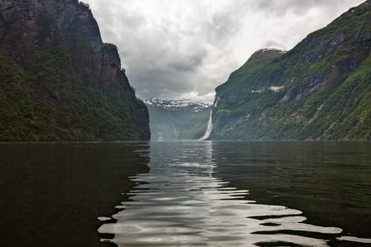 Sailing in the fjord near Geiranger, Norway