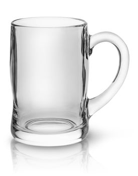 Glass mug for beer top view isolated on white background