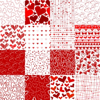Set of patterns for Valentines day with hearts
