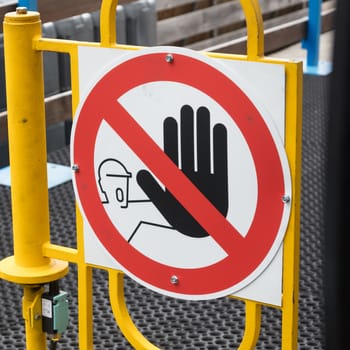 Stopping sign -The hand in the red circle - No entry