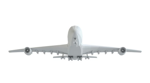 White airplane. Isolated on white background. 3d illustration