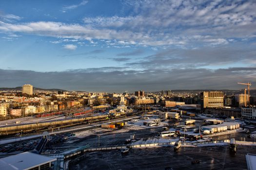 Cityscape of oslo in norway cold winterday