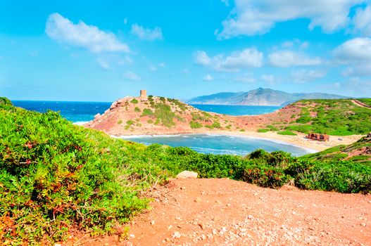 Landscape of the coast of porticciolo in a windy day of autumn - Alghero - Sardinia - Italy