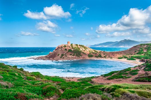 Landscape of the coast of porticciolo in a windy day of autumn - Alghero - Sardinia - Italy