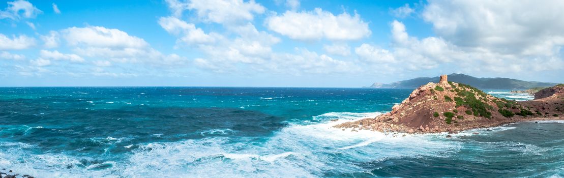 Landscape of the coast of porticciolo in a windy day of autumn - Alghero - Sardinia - Italy