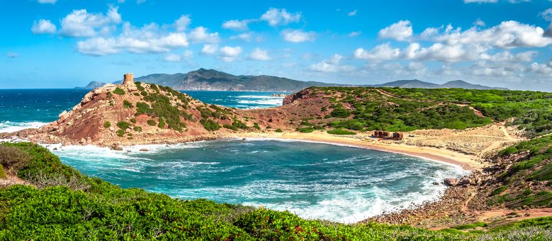 Landscape of the coast of porticciolo in a windy day of autumn - Alghero - Sardinia - Italy