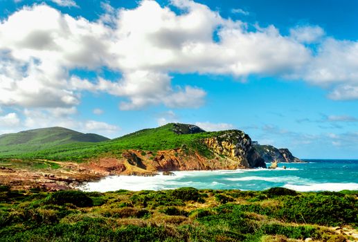 Landscape of the coast of porticciolo in a windy day of autumn - Alghero - Sardinia - Italy