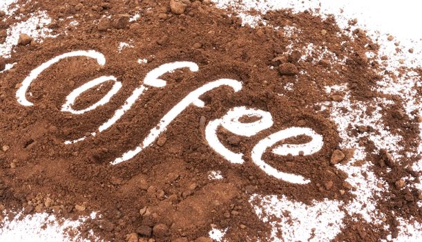 Coffee text on coffee ground