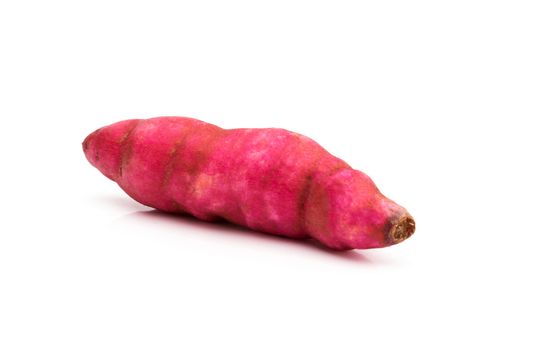 Sweet potato and slice on white background
