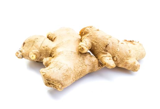 Fresh ginger on white background,raw material for cooking