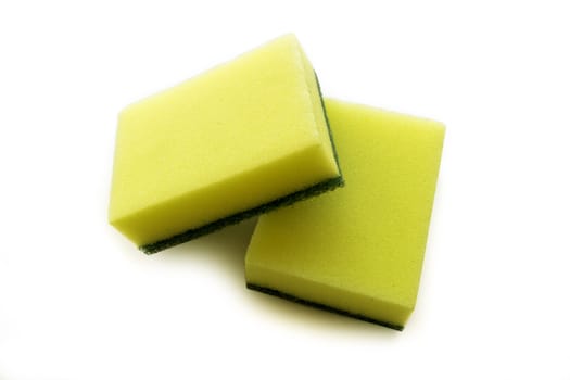 Dish cleaning sponge on white background