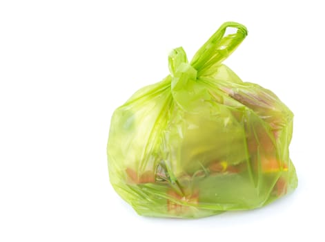 Green Garbage Bag on white background