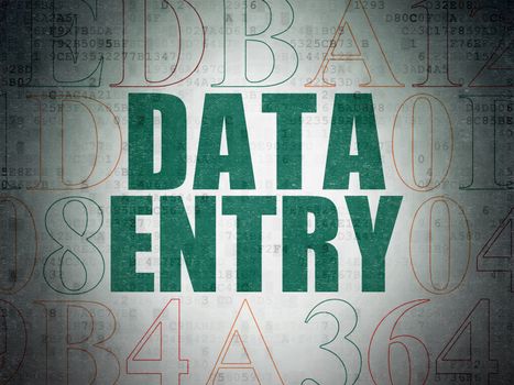 Data concept: Painted green text Data Entry on Digital Data Paper background with Hexadecimal Code