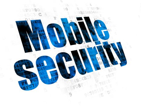 Privacy concept: Pixelated blue text Mobile Security on Digital background