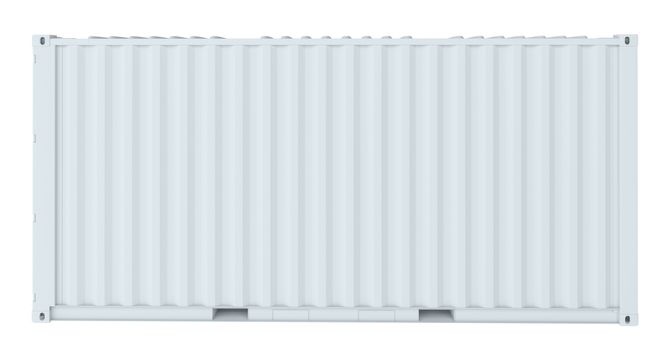 White cargo container. Side view. Transportation concept. 3d rendering