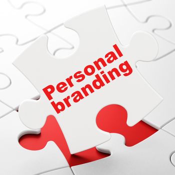 Marketing concept: Personal Branding on White puzzle pieces background, 3D rendering