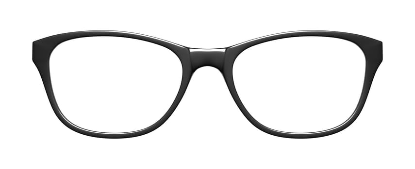 3d illustration of black glasses on white background