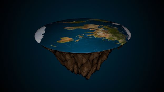 Space background with flat earth. Digital illustration. 3d rendering